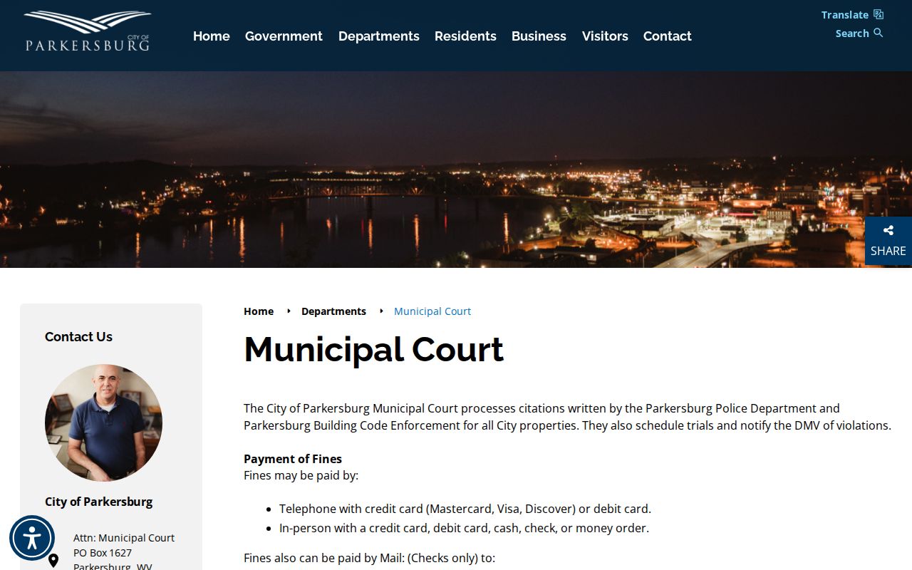 Wood County traffic ticket Parkersburg municipal court channels