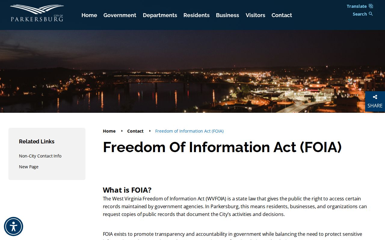 Parkersburg court record request and city FOIA instructions